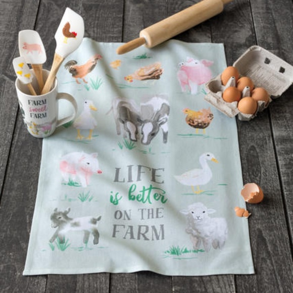NOW DESIGNS Tea Towel Set/2 Farm Life Print NWT - Picture 1 of 2